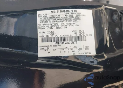 2009 Ford Focus Ses z USA, uszkodzony, nr VIN 1FAHP33N59W256674